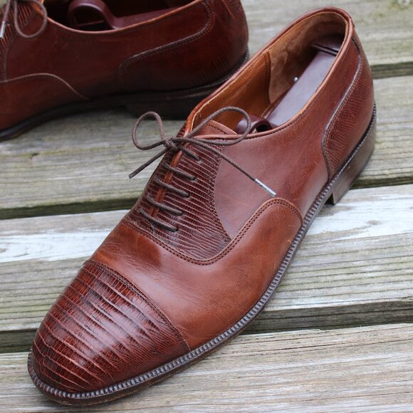 Daniele Ferradini Brown Genuine Lizard Cap Toe, Men's 7.5 M, Made in Italy, EUC - Picture 6 of 15